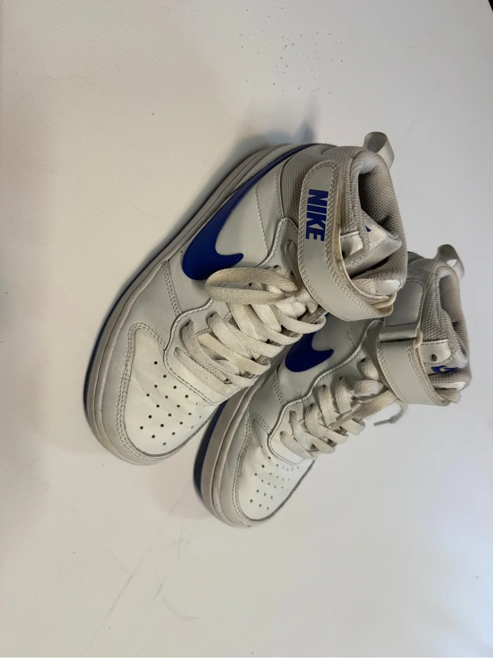 Nike Kids White and Royal Blue High-Top Sneakers